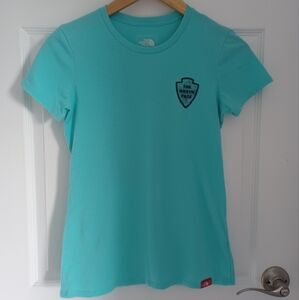 The North Face fitted Crew tee shirt top LAKE blue women XS soft as butter!